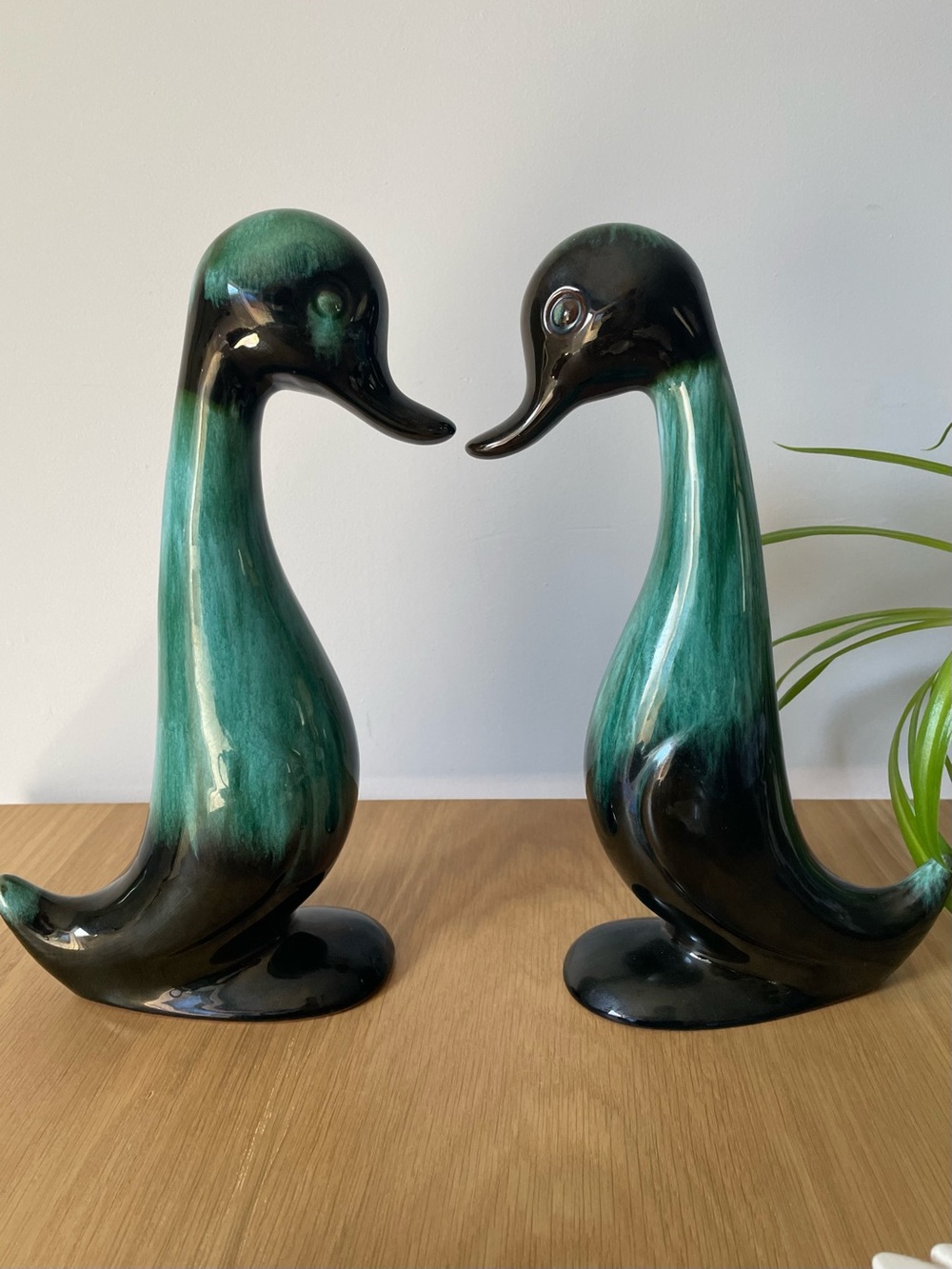 Vintage MCM Blue Mountain Pottery Duck Sculptures Set of 2 1950s